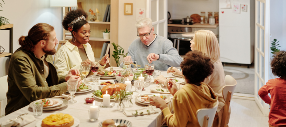 Family eating dinner