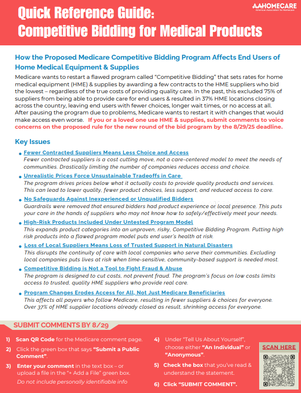 Quick Reference Guide: Competitive Bidding for Medical Products