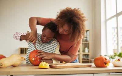 Carving Halloween pumpkins